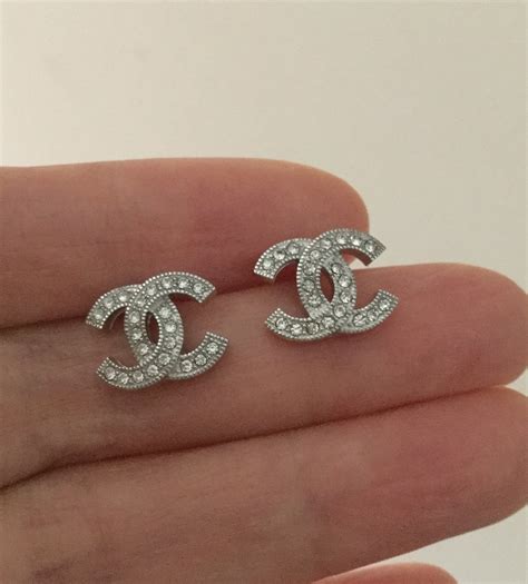 chanel cc silver stud earrings|Chanel cc earrings sterling silver.